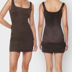 ARITZIA Ten by Babaton Premiere Satin Mini Dress in Mocha (Sz 00)